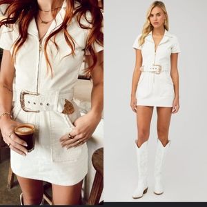 Show Me Your Mumu Outlaw Mini Women's XS White Courdoroy Dress